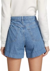 FRAME Pleated Denim Shorts