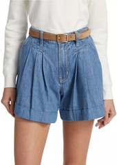 FRAME Pleated Denim Shorts