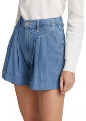 FRAME Pleated Denim Shorts