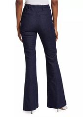FRAME Pleated High-Rise Stretch Flare Jeans