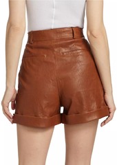 FRAME Pleated Leather Shorts