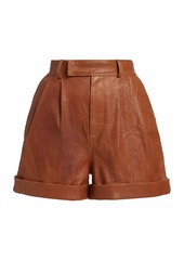 FRAME Pleated Leather Shorts