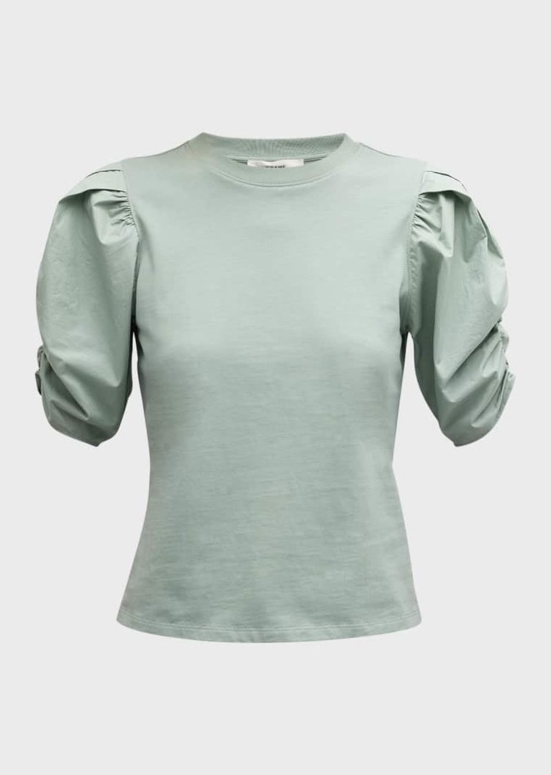 FRAME Pleated Puff-Sleeve Tee