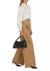 FRAME Pleated Stretch-Cotton Wide-Leg Pants