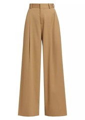 FRAME Pleated Stretch-Cotton Wide-Leg Pants