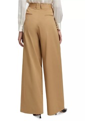 FRAME Pleated Stretch-Cotton Wide-Leg Pants