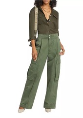 FRAME Pleated Wide-Leg Cargo Pants