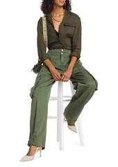 FRAME Pleated Wide-Leg Cargo Pants