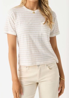 FRAME Pocket Crew Tee In Blush Multi