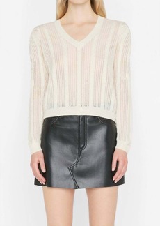 FRAME Pointelle Cashmere Ruched Sweater In Off White