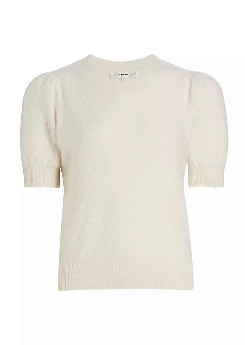 FRAME Pointelle Puff-Sleeve Sweater