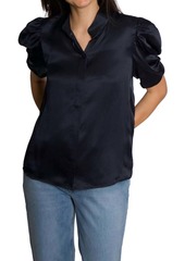 FRAME Puff Sleeve Blouse In Navy