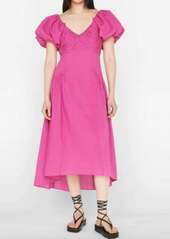 FRAME Puff Sleeve Dress In Fuchsia