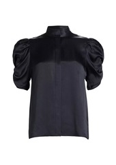 FRAME Puff-Sleeve Silk Blouse