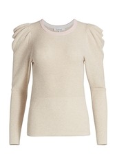 FRAME Ribbed Feminine Puff-Sleeve Sweater