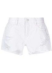 FRAME ripped-detail cotton denim shorts
