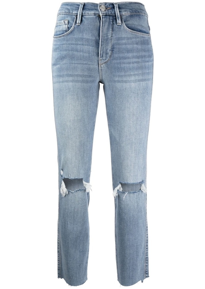 FRAME ripped-knee cropped jeans