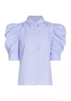 FRAME Ruched Puff-Sleeve Shirt