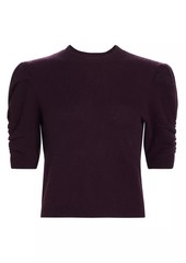 FRAME Ruched Sleeve Cashmere-Wool Sweater