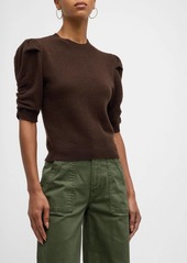 FRAME Ruched Sleeve Sweater In Brown