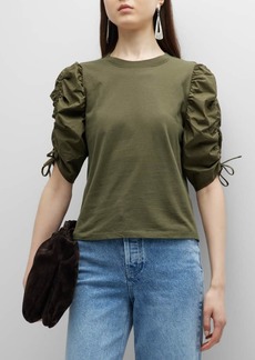 FRAME Ruched-Sleeve Tee