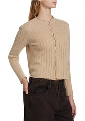 FRAME Ruffle-Trim Buttoned Cashmere Cardigan