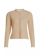 FRAME Ruffle-Trim Buttoned Cashmere Cardigan