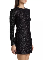 FRAME Sequin Embellished Long-Sleeve Minidress