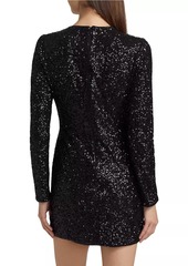 FRAME Sequin Embellished Long-Sleeve Minidress