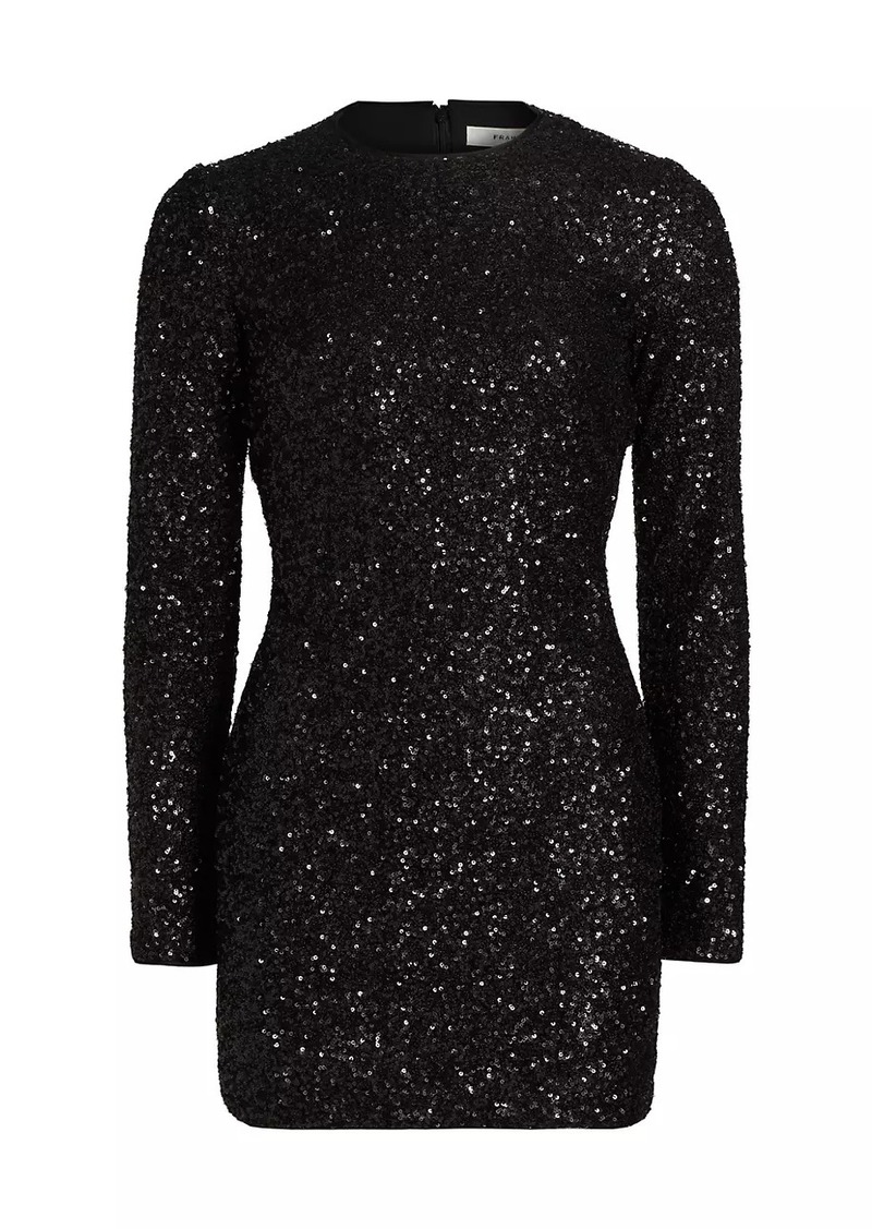 FRAME Sequin Embellished Long-Sleeve Minidress