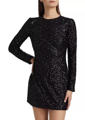 FRAME Sequin Embellished Long-Sleeve Minidress