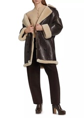 FRAME Shearling-Trimmed Leather Cocoon Coat