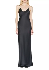 FRAME Silk Fitted Maxi Dress