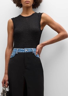 FRAME Sleeveless Mesh-Lace Top