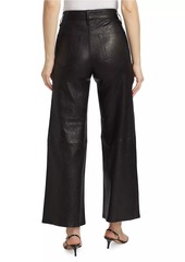 FRAME Slim Palazzo Crop Leather Pants