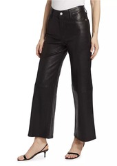 FRAME Slim Palazzo Crop Leather Pants