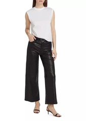 FRAME Slim Palazzo Crop Leather Pants