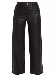 FRAME Slim Palazzo Crop Leather Pants