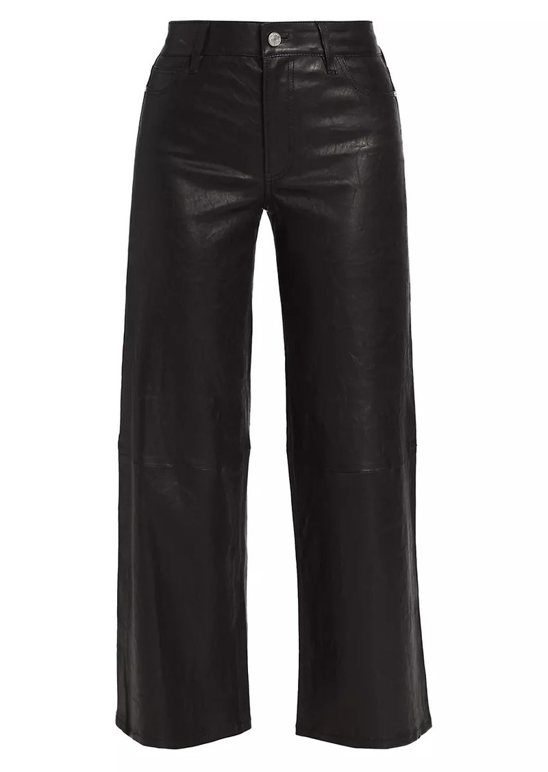 FRAME Slim Palazzo Crop Leather Pants