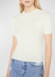 FRAME Smocked Short-Sleeve Sweater Top