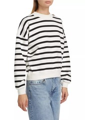 FRAME Striped Button-Accented Sweatshirt