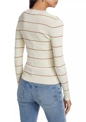 FRAME Striped Rib-Knit Crewneck Sweater