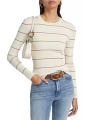 FRAME Striped Rib-Knit Crewneck Sweater