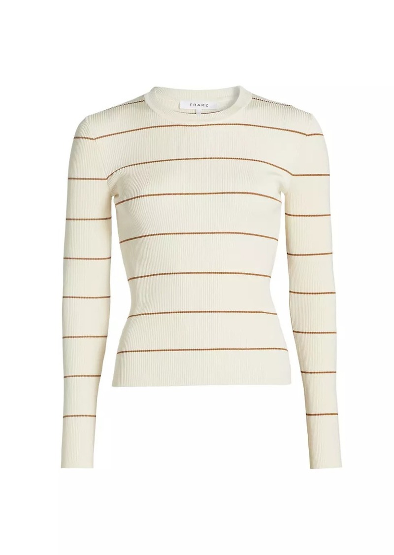 FRAME Striped Rib-Knit Crewneck Sweater