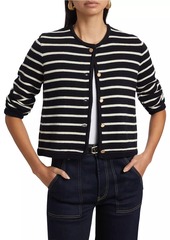 FRAME Striped Wool & Cotton Cardigan