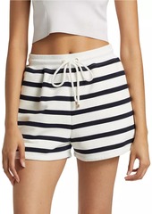 FRAME Varsity Striped Cotton-Blend Shorts