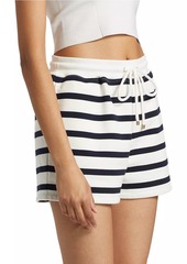 FRAME Varsity Striped Cotton-Blend Shorts