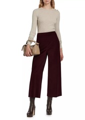 FRAME Velvet Cropped Wide-Leg Pants