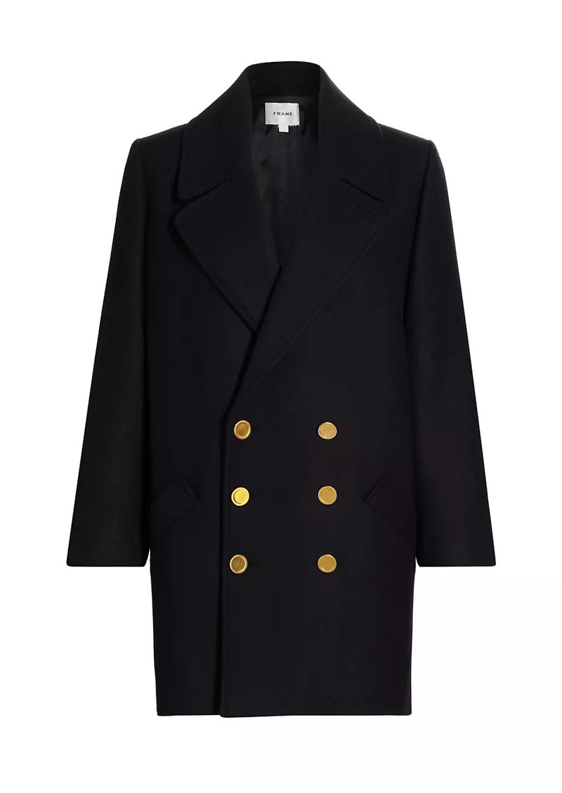 FRAME Virgin Wool Classic Double-Breasted Peacoat