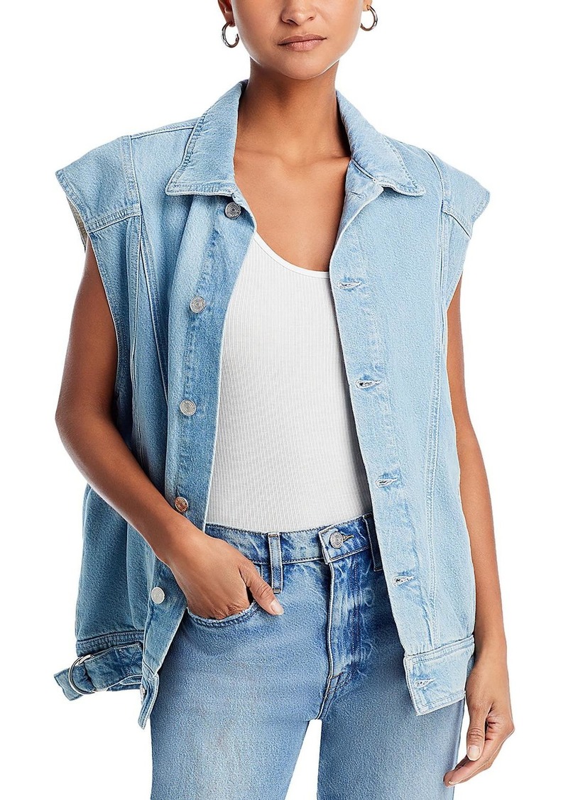 FRAME Womens Denim Buckle Denim Vest